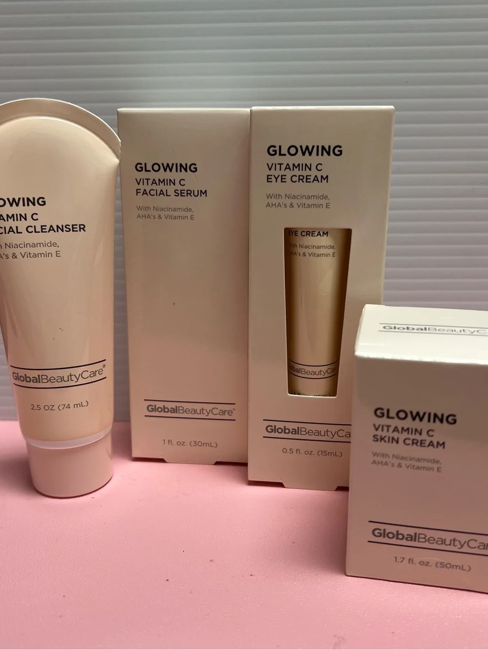 Glowing Vitamin C Facial Cleanser, Serum, Eye & Night Cream Set - Global Beauty